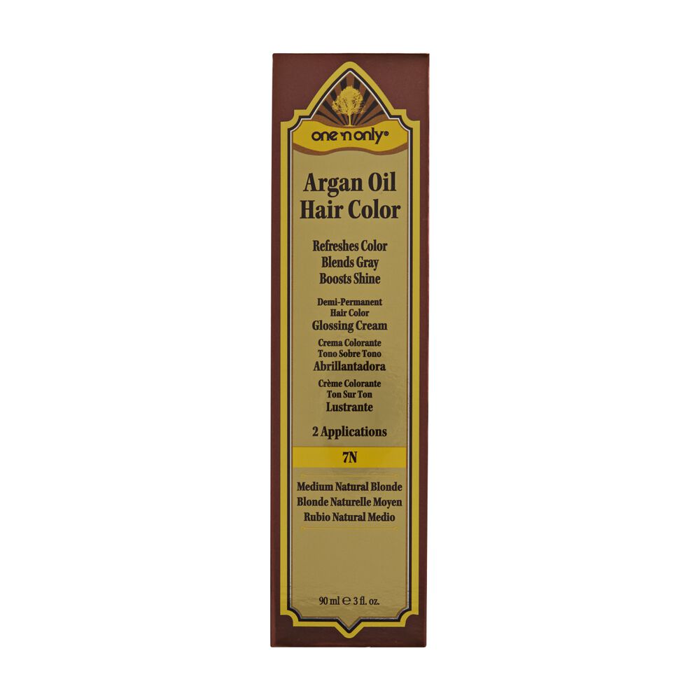 One N Only Argan Oil Hair Color Demi Permanent Glossing Cream 7n Medium Natural Blonde Demi Permanent Hair Color Glossing Cream