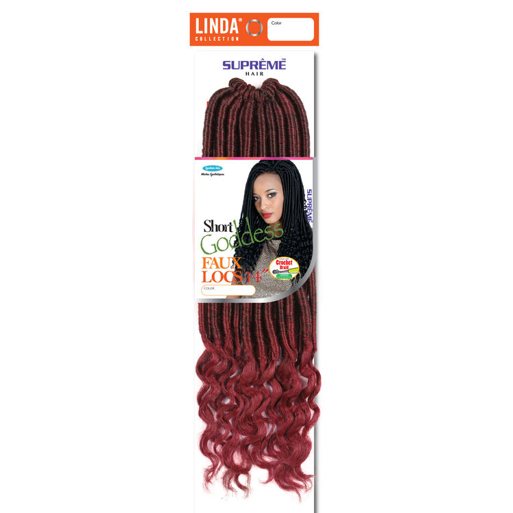 Short Goddess Faux Locs 14 Inch Crochet Hair Black/ Burgundy 