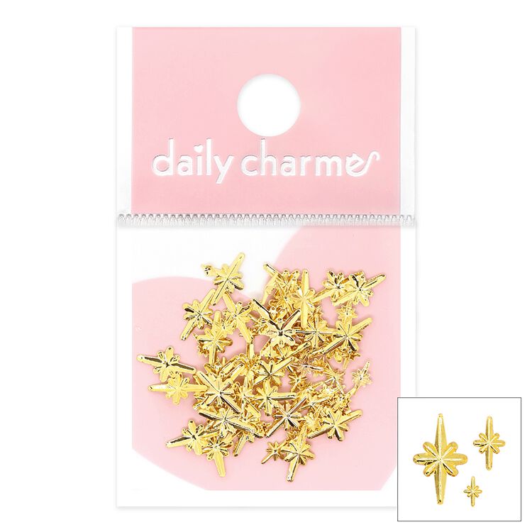 Nail Art Studs Star Sparkles Studs Mix Gold
