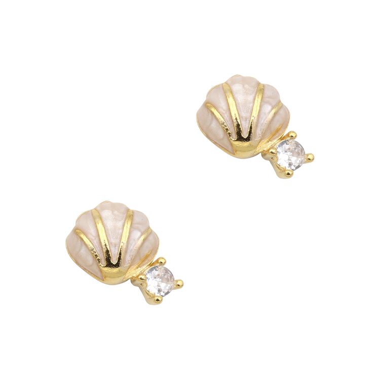 Nail Art Charms Twinkle Enamel Seashell Charm Gold