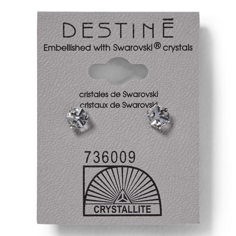 Destine Clear Cube Earrings 4mm