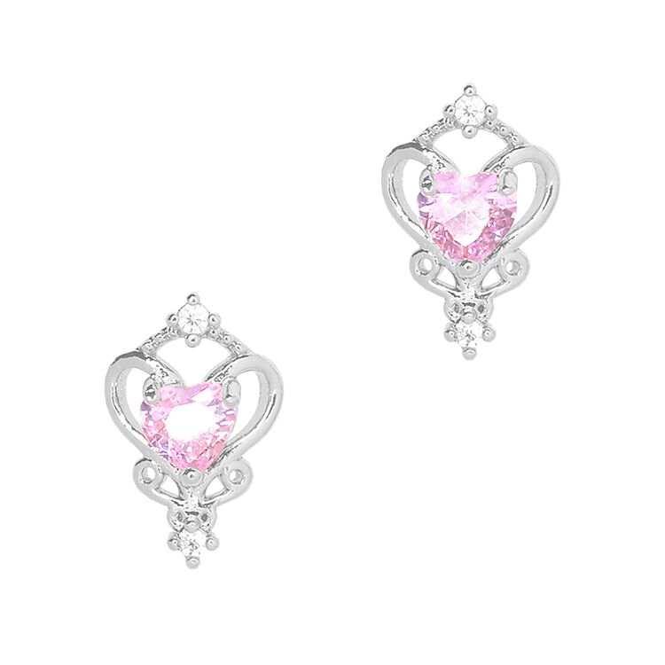 Nail Art Charms Pure Heart Zircon Charm Silver