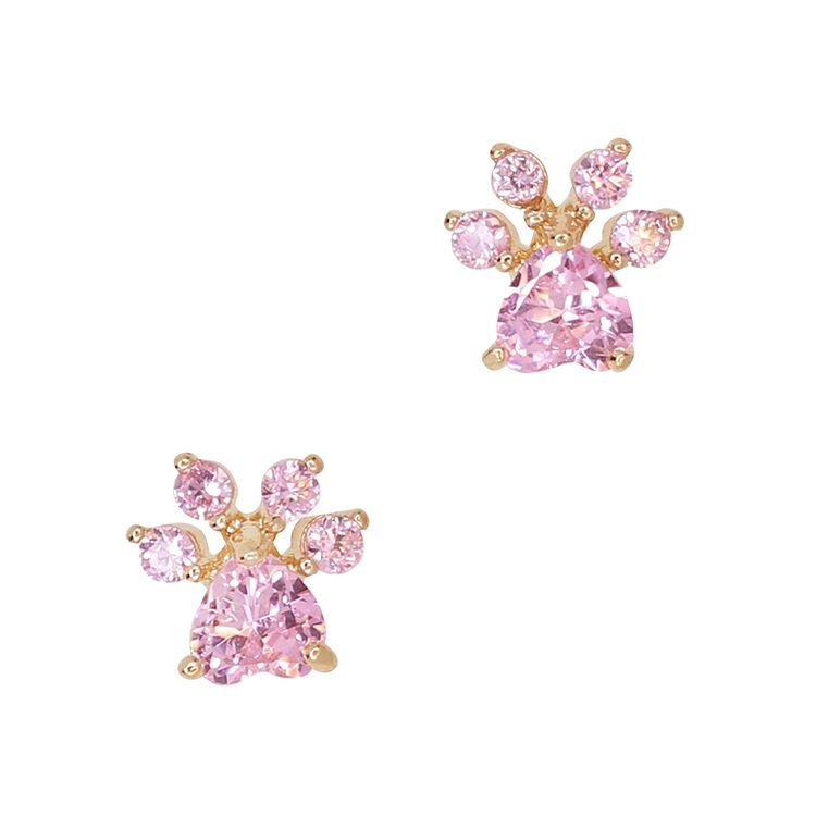 Nail Art Charms Pink Paw Zircon Charm Gold