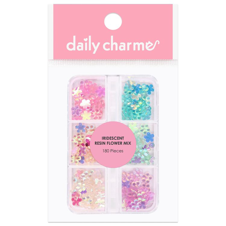 Nail Art Decor Dreamy Iridescent Resin Flower Mix