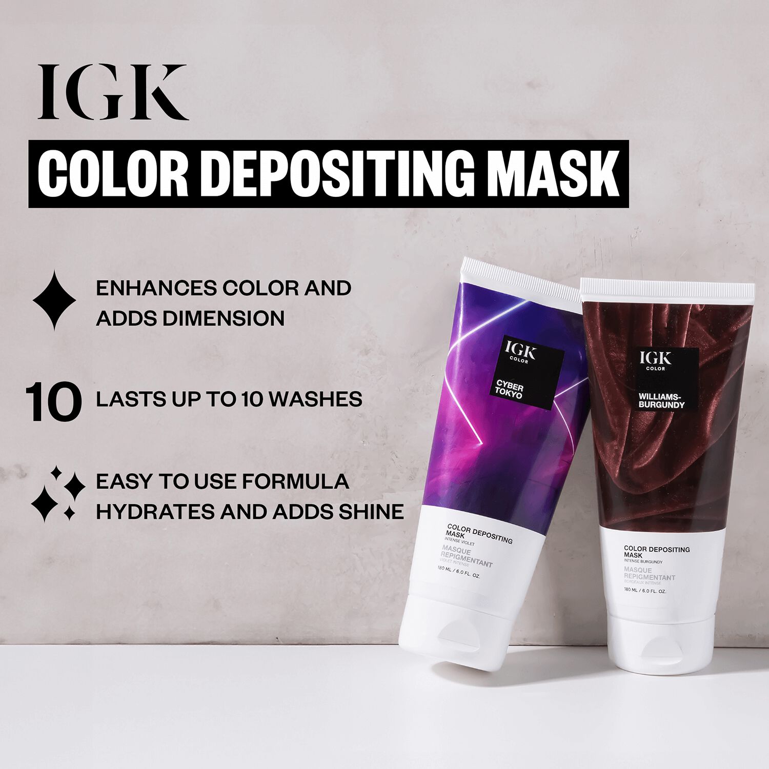 IGK Williams Burgundy Color Depositing Mask SemiPermanent Hair Color