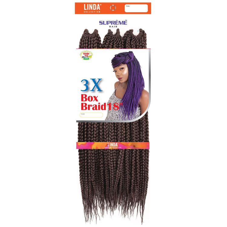3X Box Braids 18 Inch Crochet Hair Dark Auburn