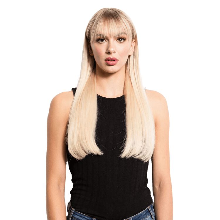 Platinum Ash Blonde 18" Clip In Pro Straight Human Hair Extensions