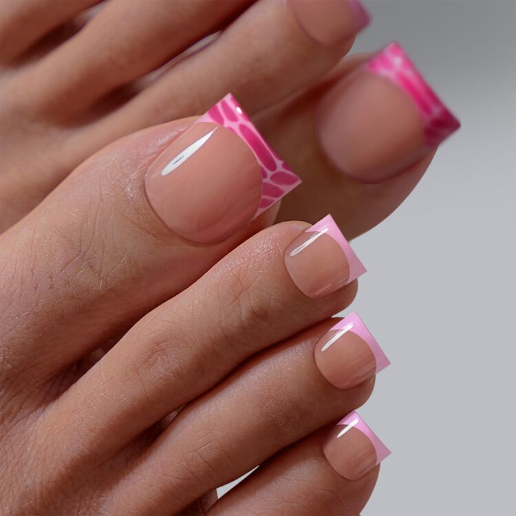 XCOATPRESS Press On Toenails Short Square - Pink Croc