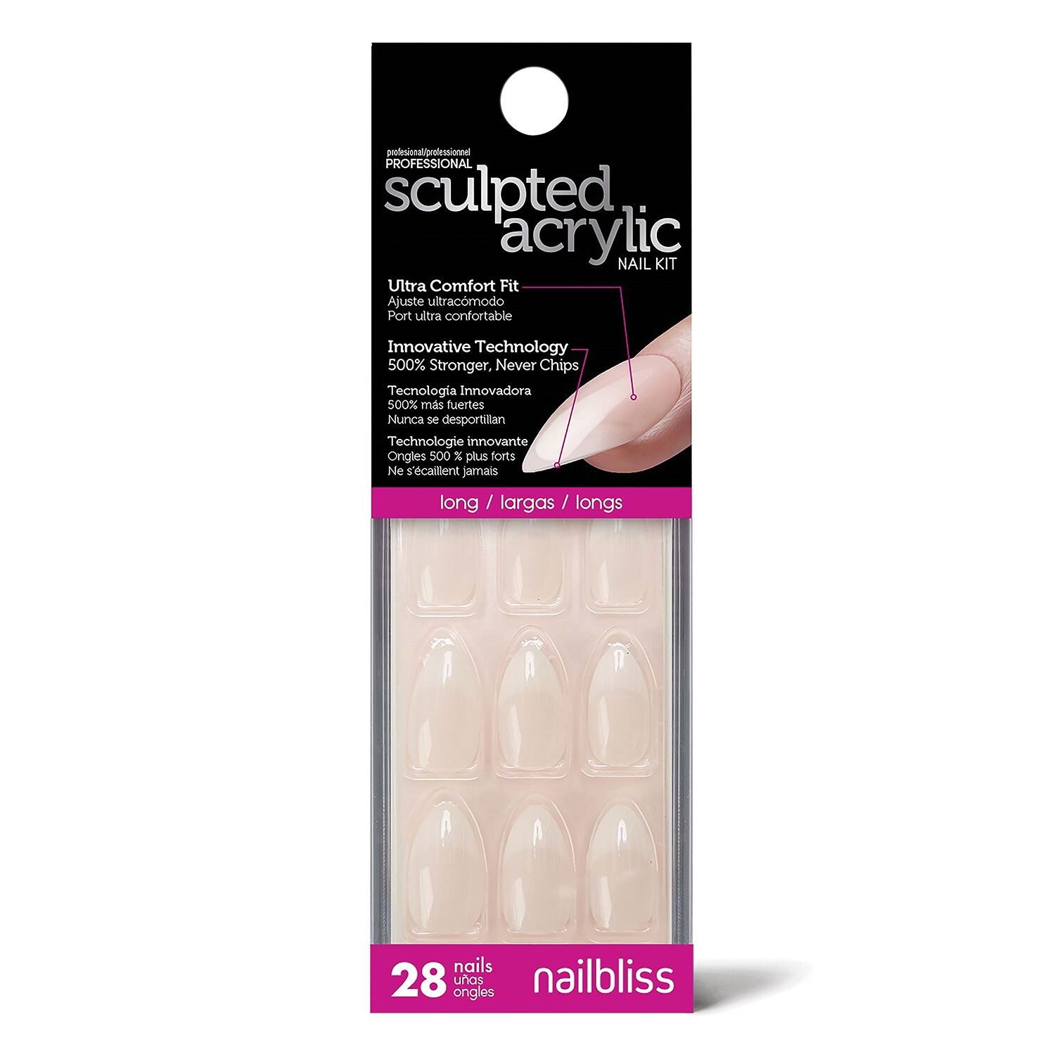 nail bliss Professional French Stilleto Nude Nail Kit press on nail