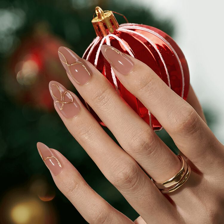 XCOATPRESS Press On Nails Medium Almond - Radiant Ribbons