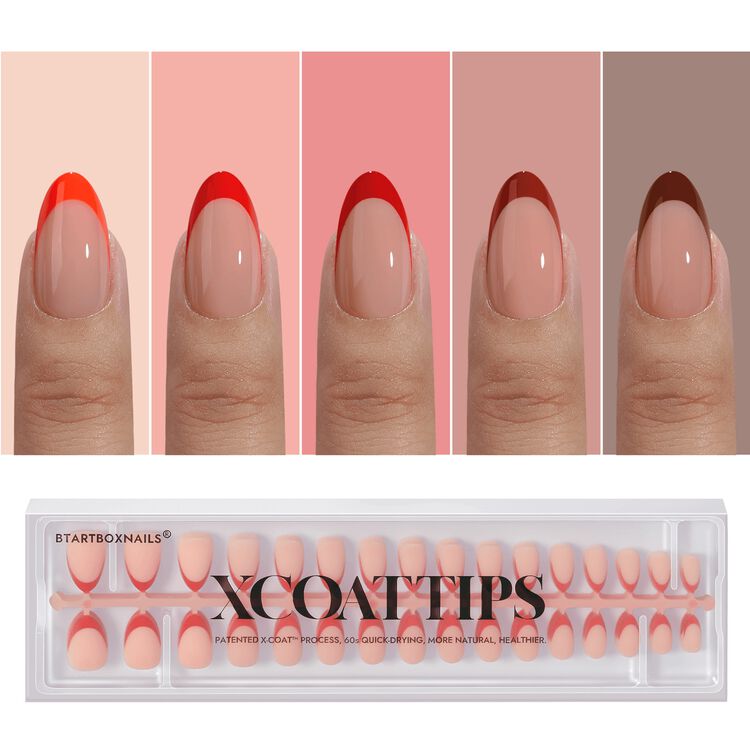 XCOATTIPS&reg; French - Short Almond Red Pastel Tips