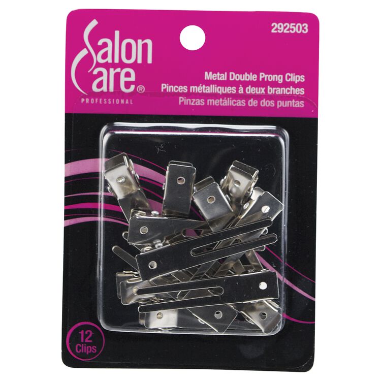 Salon Care Metal Double Prong Curl Clips