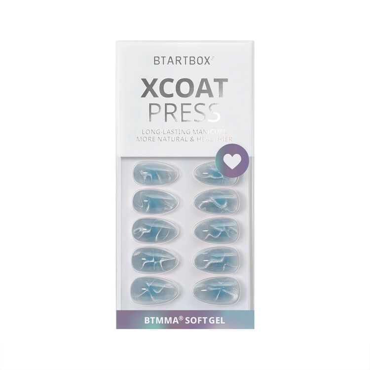 XCOATPRESS Press On Nails Short Almond - Blue Mirage