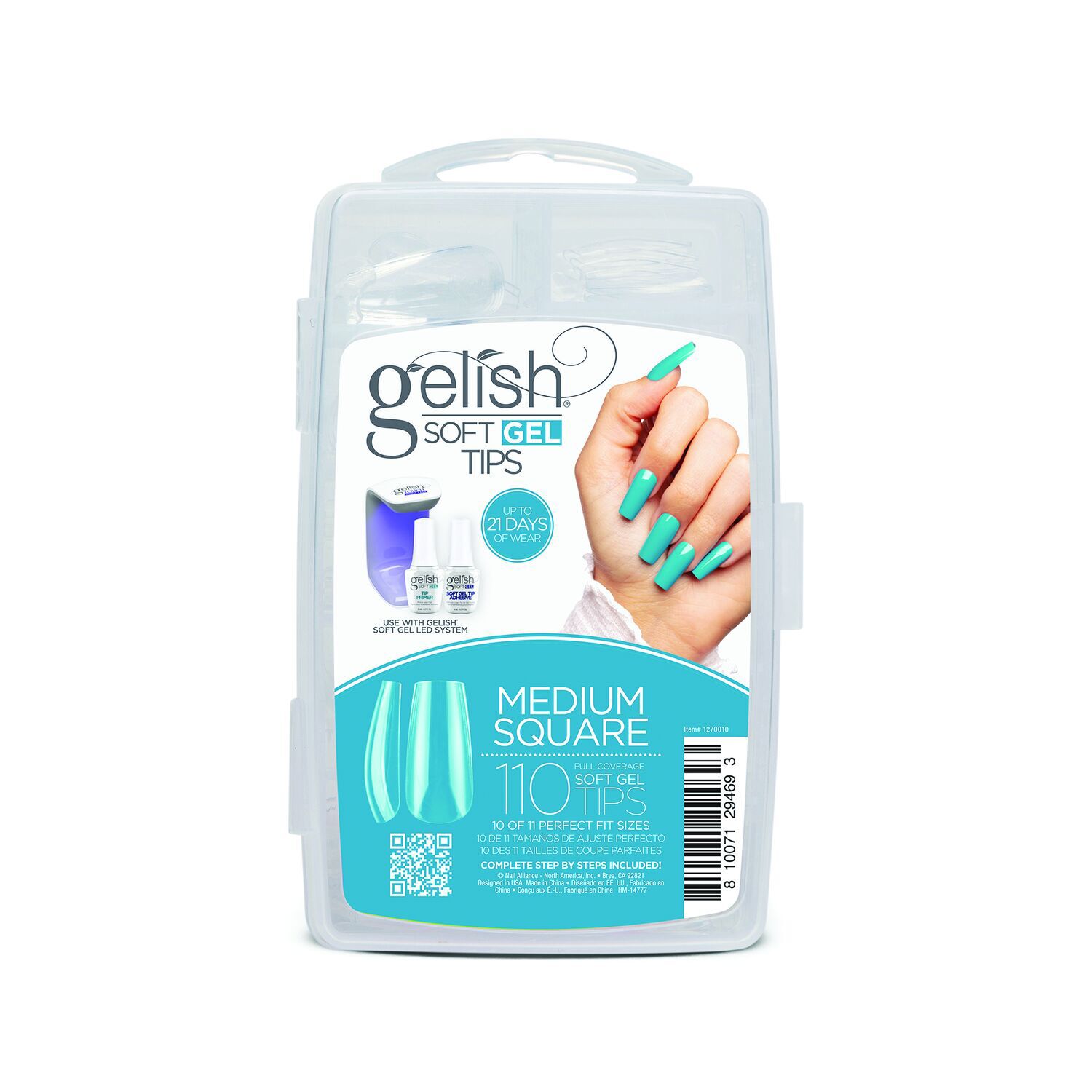 Gelish Soft Gel Tips Medium Square (110CT) Full Coverage Sally Beauty