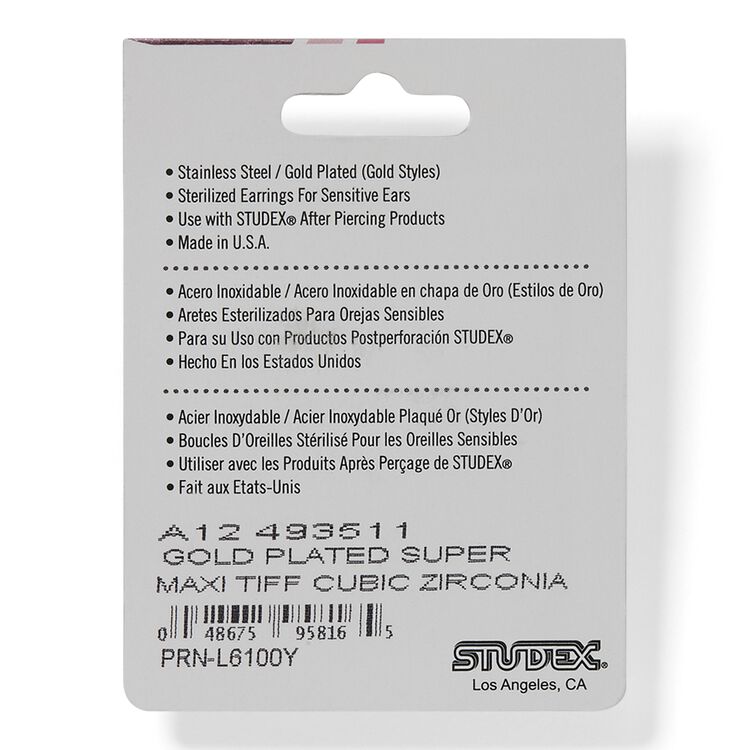 Cubic Zirconia Gold Plated Super Maxi Piercing Earrings