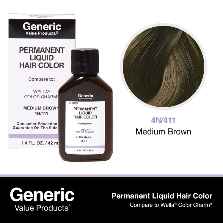 Generic Value Product 411 Medium Brown Permanent Liquid Hair Color Compare To Wella Color Charm Permanent Hair Color Sally Beauty