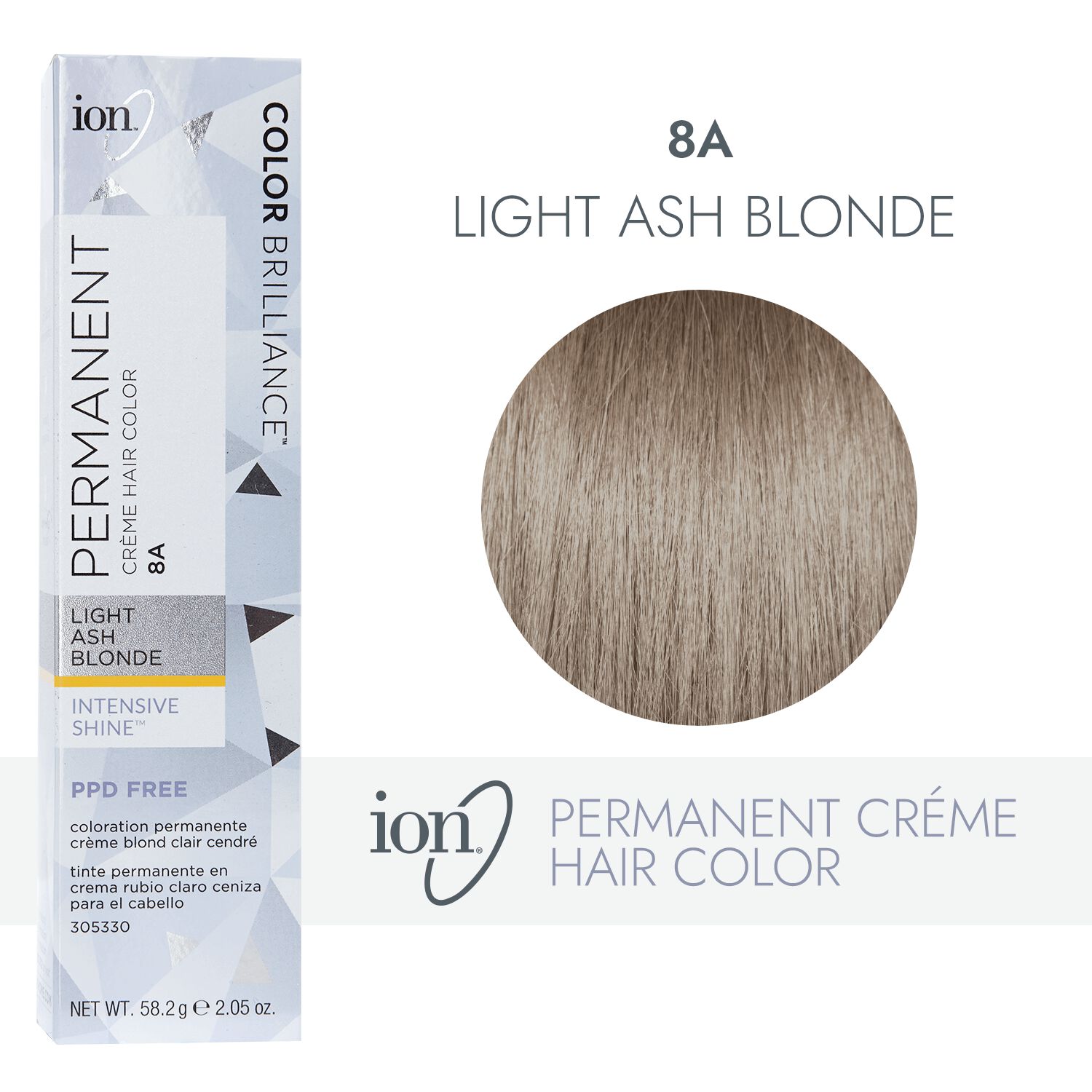 Ion 8A Light Ash Blonde Permanent Creme Hair Color by Color Brilliance |  Permanent Hair Color | Sally Beauty
