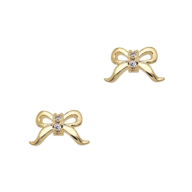 Nail Art Charms Dainty Ribbon Bow Zircon Charm Gold