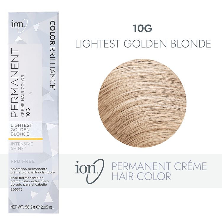 Ion 10g Lightest Golden Blonde Permanent Creme Hair Color By Color Brilliance Permanent Hair Color Sally Beauty