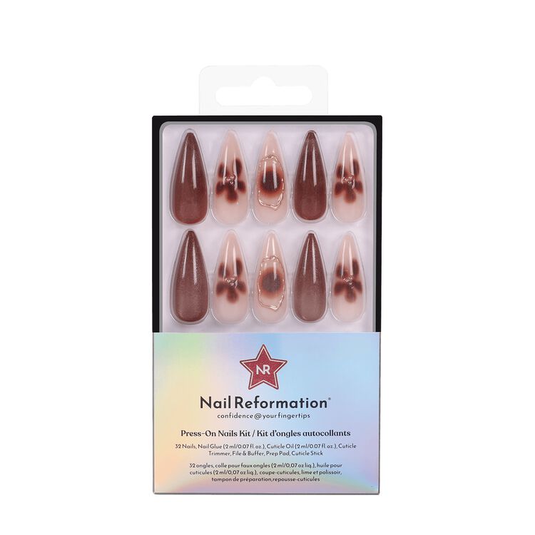 Mocha Mirage Long Stiletto Press On Nails