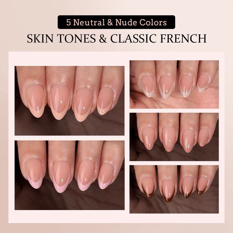 XCOATTIPS® French - Nails Short Almond Brown Pastel Tips