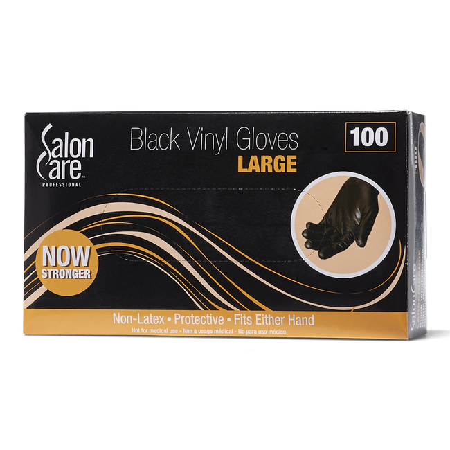 Salon Care 100 Count Black Vinyl GlovesLarge