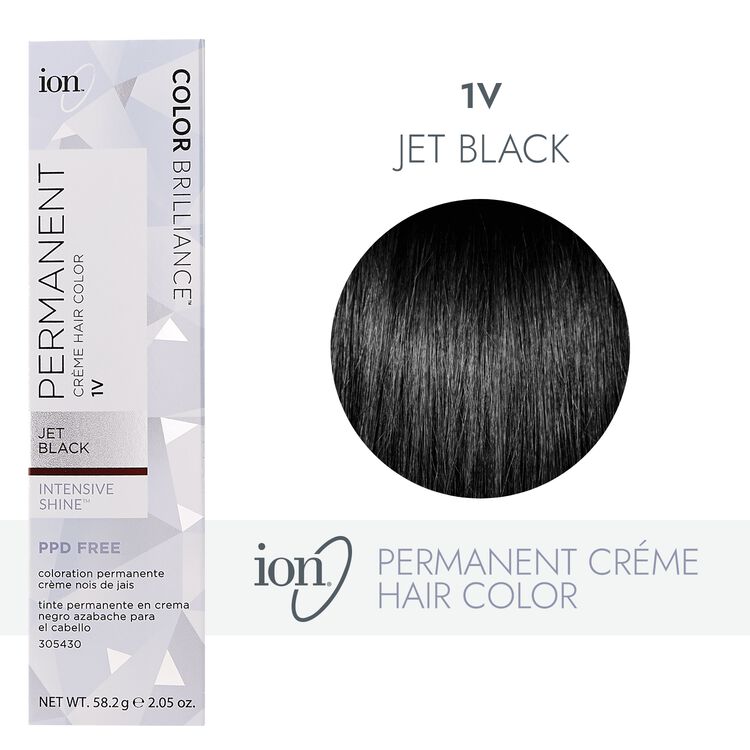 Ion 1V Jet Black Permanent Creme Hair Color by Color Brilliance, Permanent  Hair Color