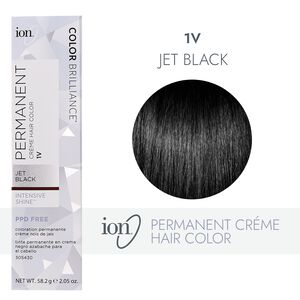 1V Jet Black Permanent Creme Hair Color