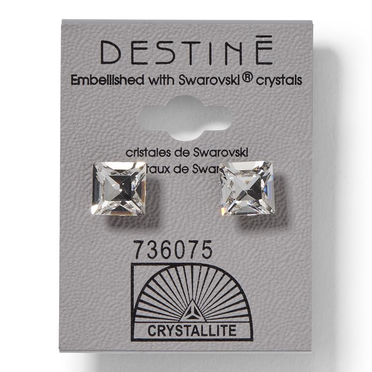 Destine Clear Faceted Square Earrings 8mm