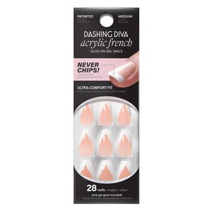 Acrylic French Chevron Glue-on Nail- Medium Coffin