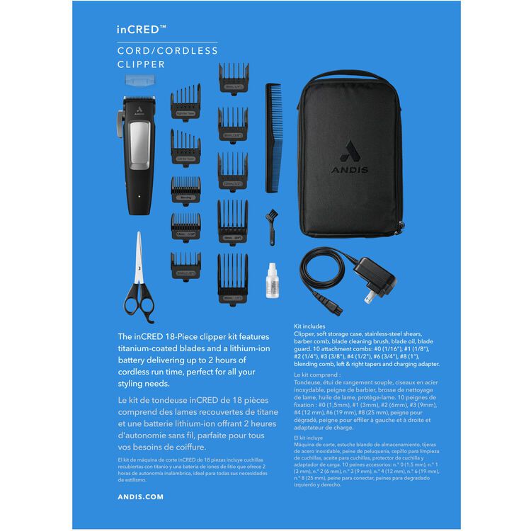 inCRED Lithium-Ion Cordless Clipper Kit