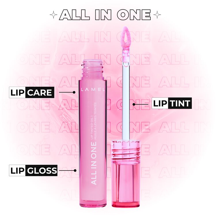All in One Lip Tinted Plumping Oil Pink Sparkle