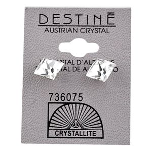 Destine Clear Faceted Square Earrings