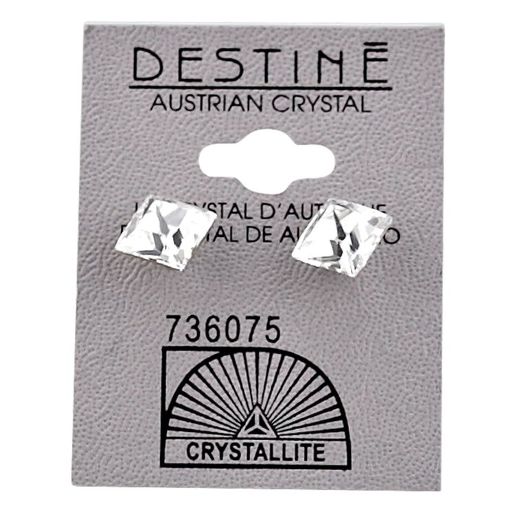 Destine Clear Faceted Square Earrings