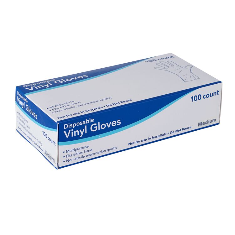 Clear Disposable Vinyl Gloves Medium 100 Count