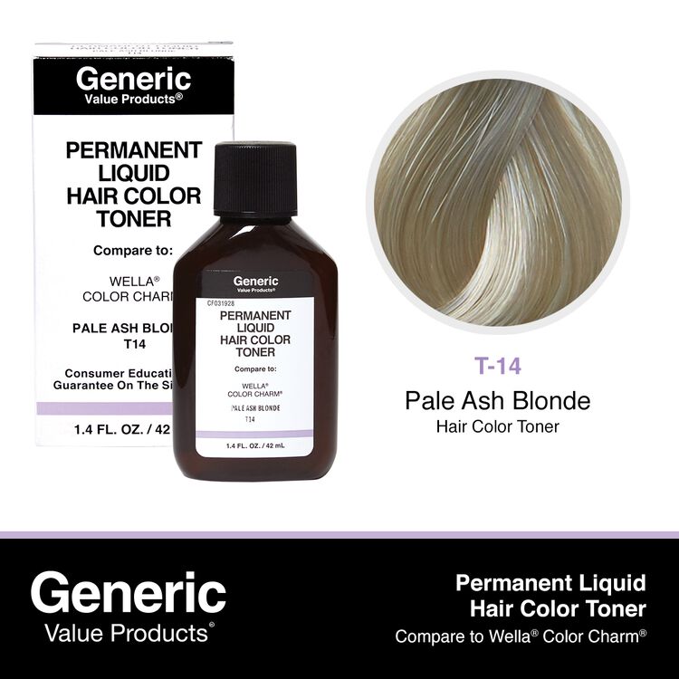Generic Value Product T14 Pale Ash Blonde Permanent Liquid Color Toner Compare to Wella® ColorCharm® | Toner | Sally Beauty