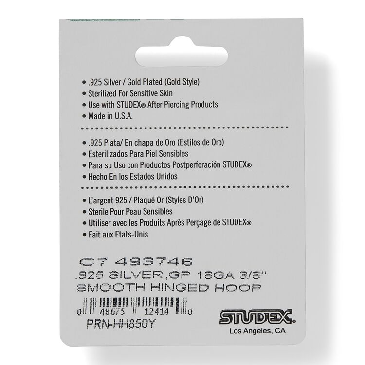 Gold Plated 3/8 Inch Hoop Piercing Earrings