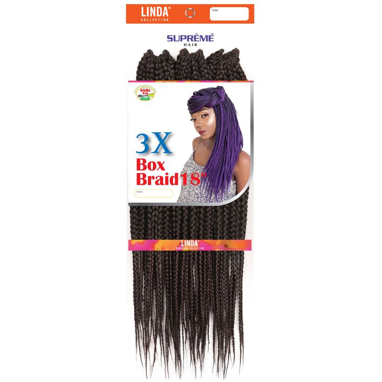3X Box Braids 18 Inch Crochet Hair Ombre Black/Dark Auburn