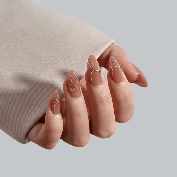 XCOATPRESS Press On Nails Medium Almond - Radiant Ribbons