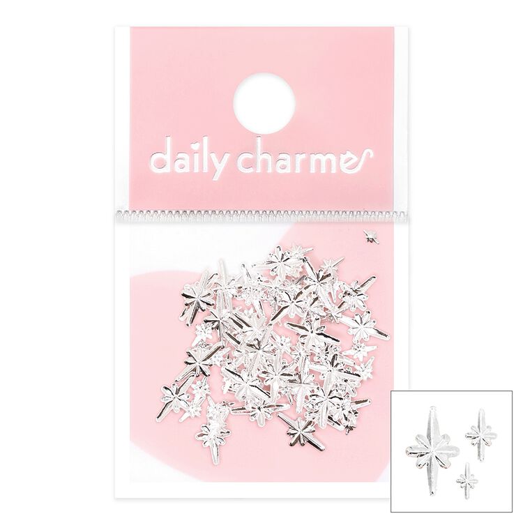 Nail Art Studs Star Sparkles Studs Mix Silver