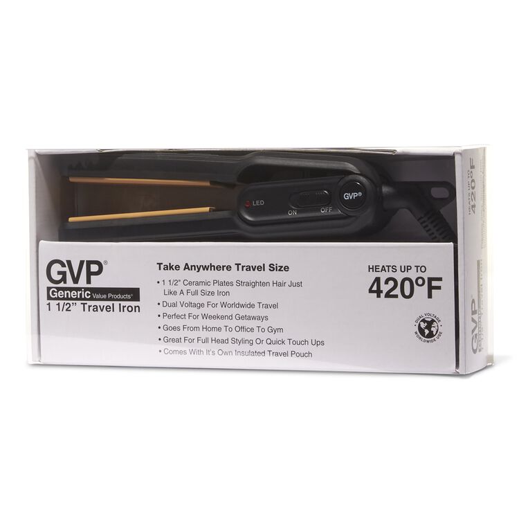 Black Travel Ceramic Flat Iron (1 1/2 in) by GVP Flat Irons Sally Beauty