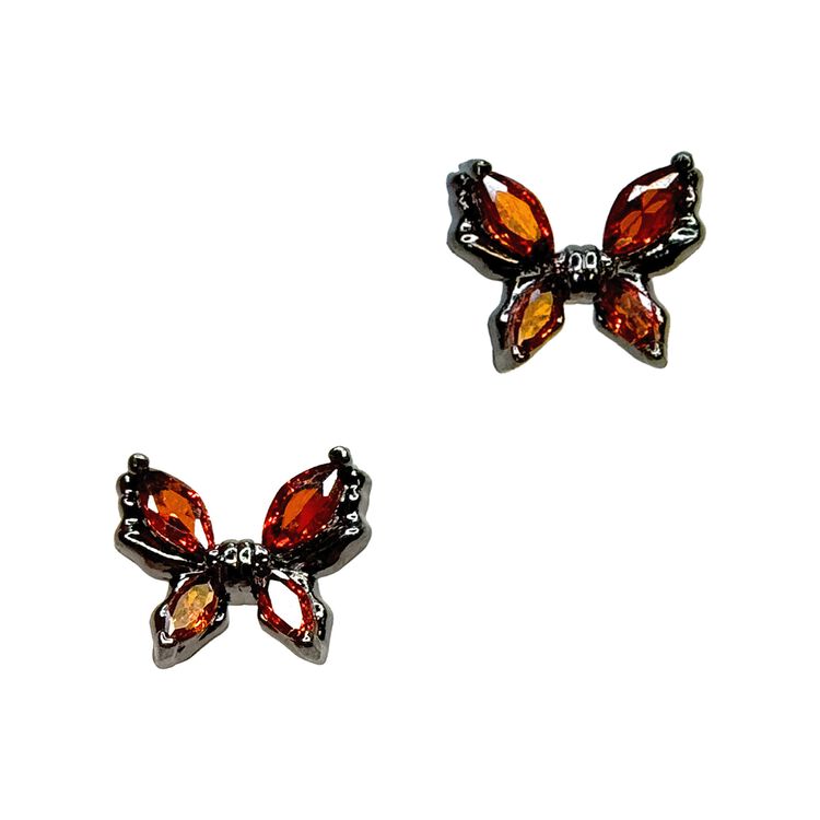 Nail Art Charms Flaming Butterfly Zircon Charm Gunmetal