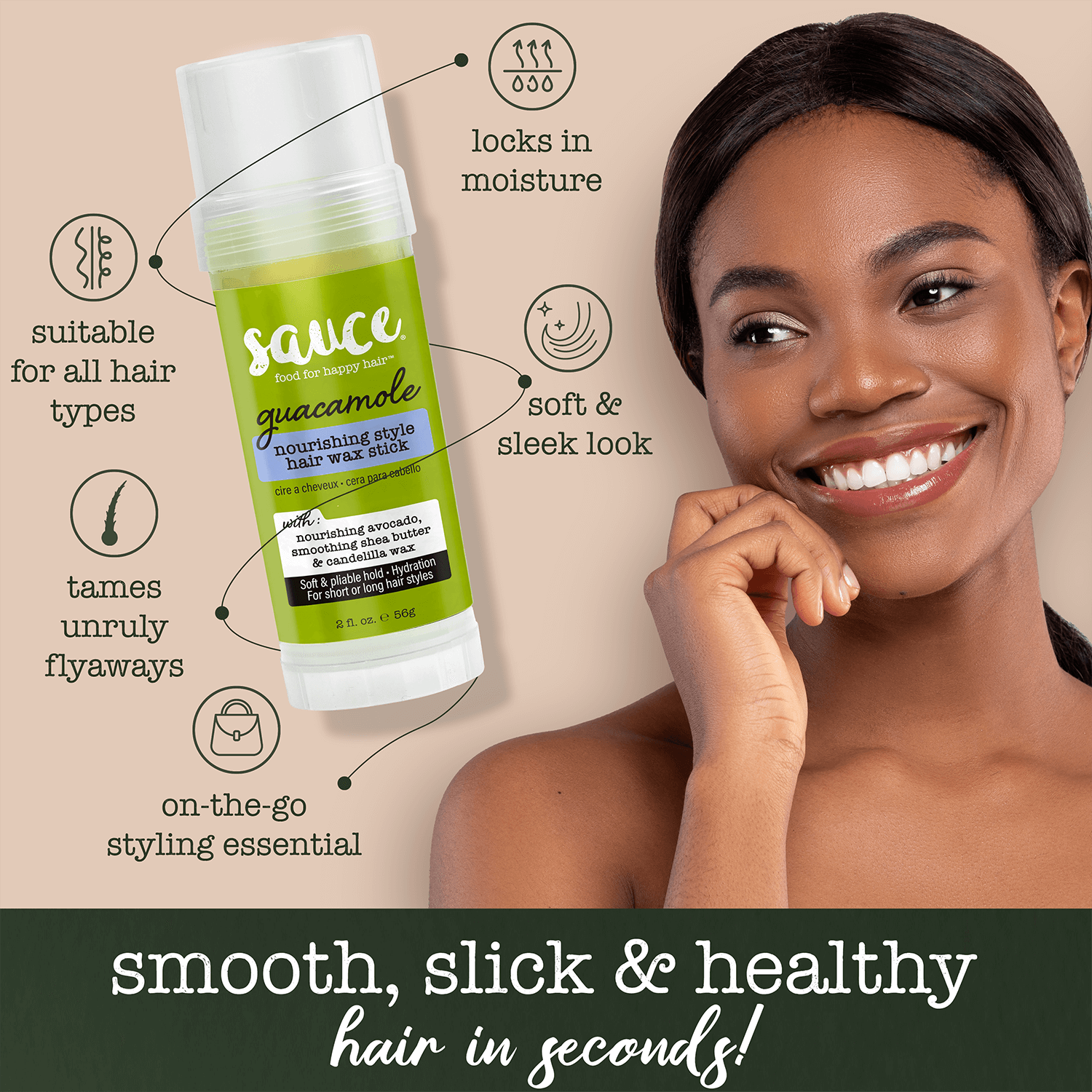 Sauce Beauty Guacamole Hair Wax Stick - Thumbnail 5
