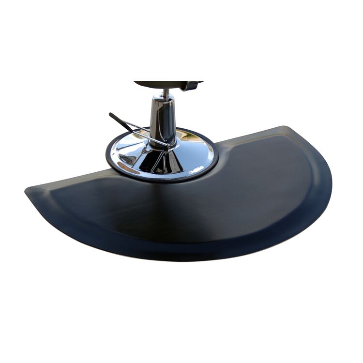 Rhino Mats Vegas Heel-Proof 3' x 5' x 1" Semi-Circle with Square Base Salon Mat-Black