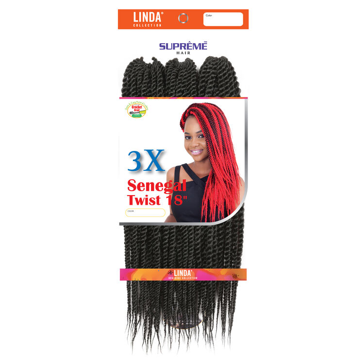 3X Senegal Twist 18 Inch Crochet Hair Jet Black