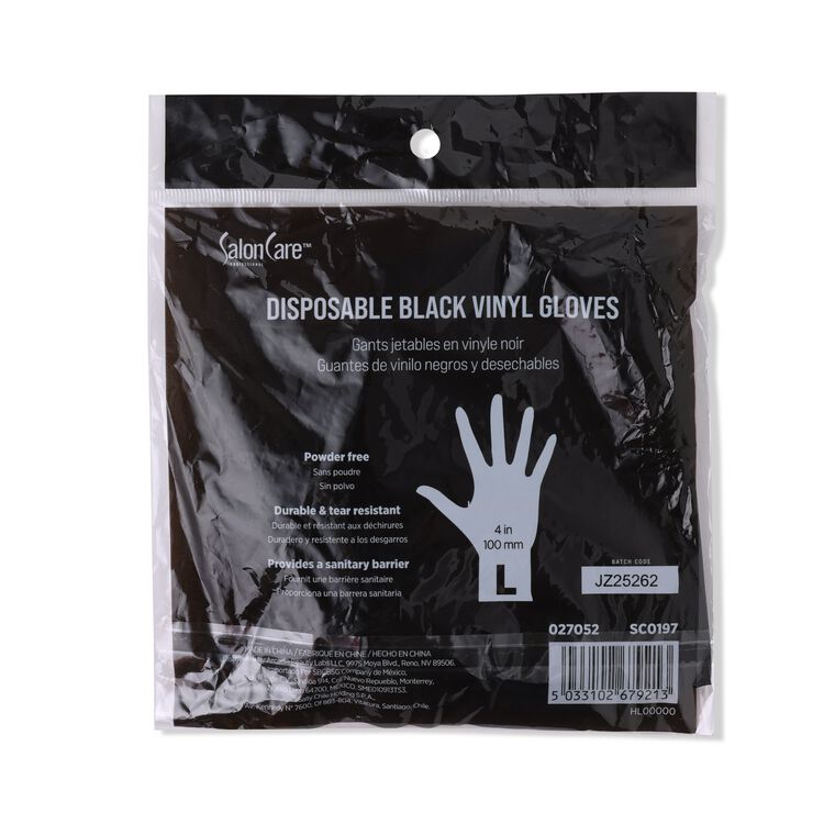 Large Black Vinyl Gloves 10ct