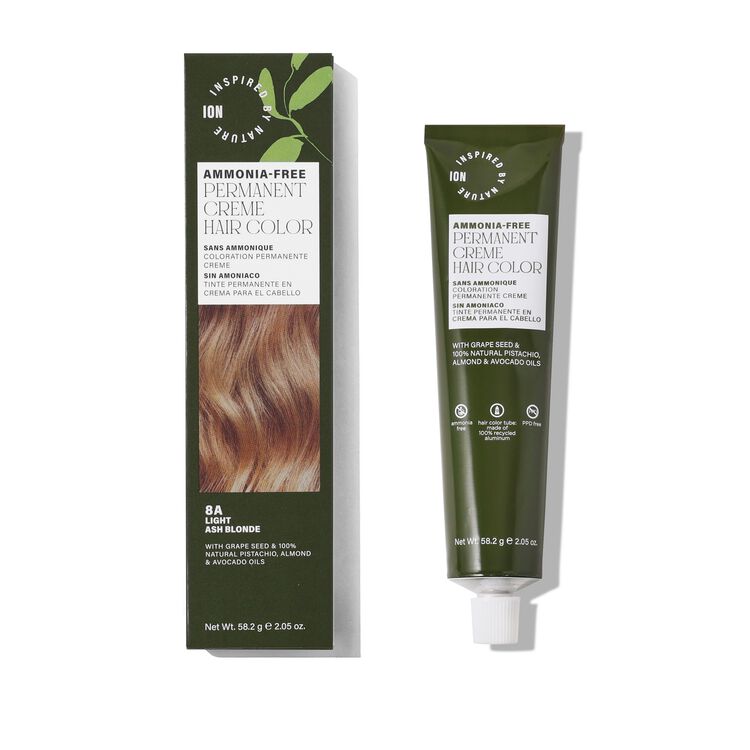Ammonia-Free Permanent Hair Color Light Ash Blonde 8A