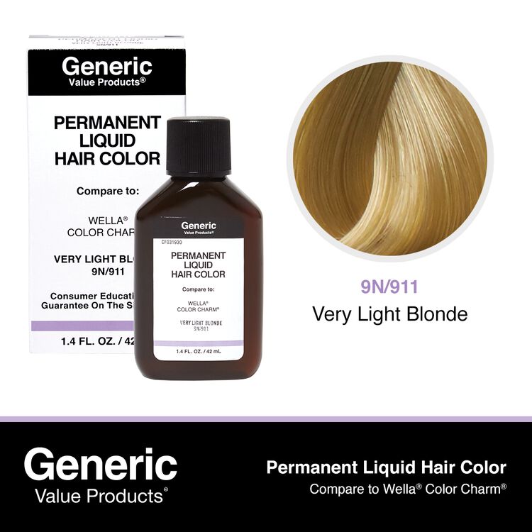 911 Very Light Blonde Permanent Liquid Hair Color Compare to Wella® ColorCharm®