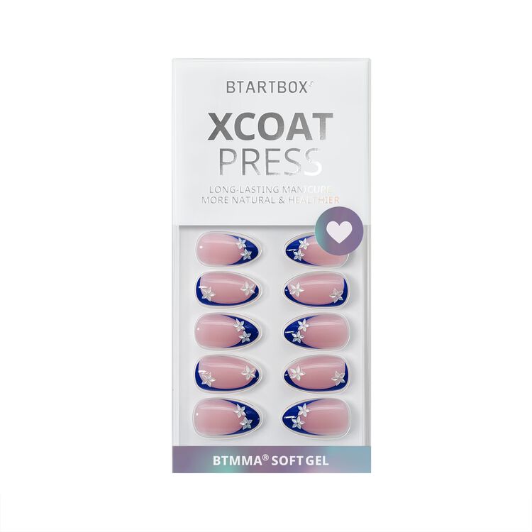 XCOATPRESS Press On Nails Short Almond - Blue Blossom