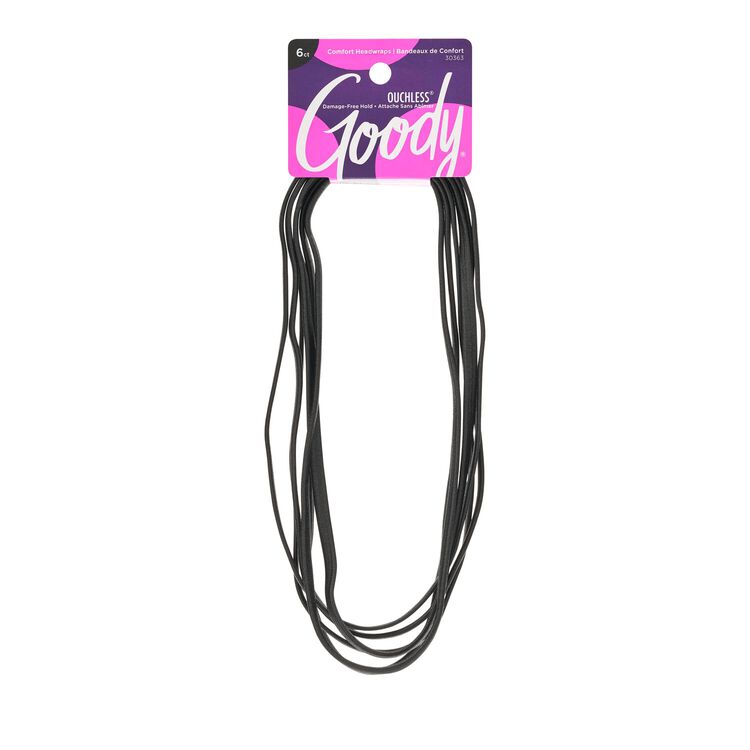 Black Flat Narrow Hairwrap 6 Count
